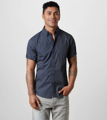 Blue Dotted Button Up